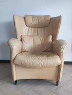 Zeer comfortabele DeSede fauteuil + voetenbank / leer-leder, Ophalen, Gebruikt, 50 tot 75 cm, Leer