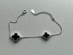 Zilveren armband Onyx klavertje vier, Sieraden, Tassen en Uiterlijk, Armbanden, Verzenden, Zo goed als nieuw, Met edelsteen, Zilver