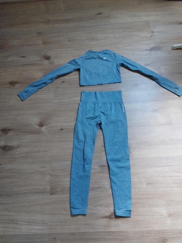 Lichtblauw sport setje van DM Training, S, legging en shirt, Kleding | Dames, Sportkleding, Gedragen, Fitness of Aerobics, Blauw