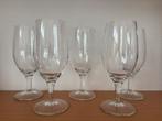 5 vintage kristallen bierglazen op voet, Ophalen of Verzenden, Zo goed als nieuw, Effen, Overige materialen