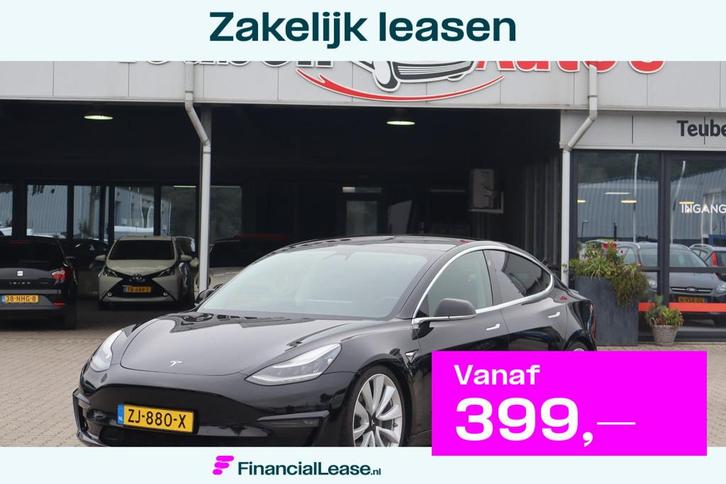 Tesla Model 3 Long Range RWD 75 kWh SOH 91%, Lederen interie, Auto's, Tesla, Bedrijf, Lease, Financial lease, Model 3, ABS, Adaptive Cruise Control