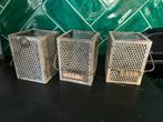 Set van 3 waxinelichthouders - industrieel, Ophalen of Verzenden, Zo goed als nieuw, Metaal, Minder dan 25 cm