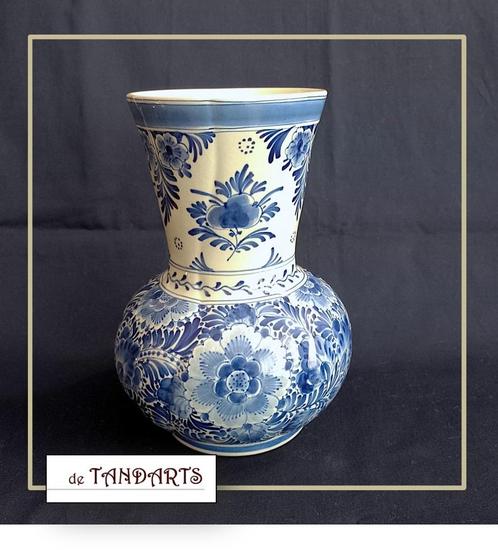 Vaas PORSELEINEN FLESCH dd. 1956 – 19,5 cm hoog, Huis en Inrichting, Woonaccessoires | Vazen, Zo goed als nieuw, Blauw, Aardewerk of Porselein