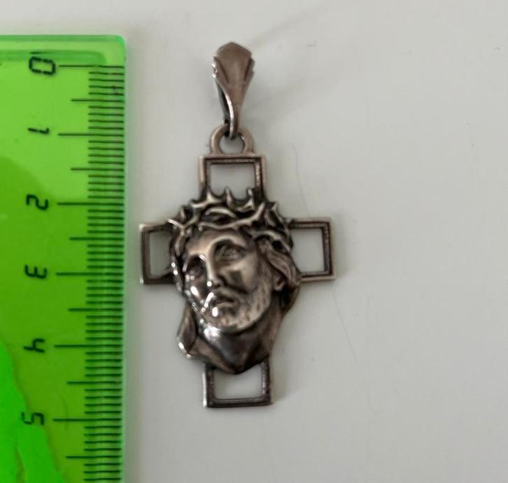 Vintage Zilveren Kruis met Jezus, Antiek en Kunst, Antiek | Religie, Verzenden