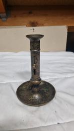 Oude Kaarsenkandelaar met Duwknop, Antiek en Kunst, Ophalen of Verzenden, Koper of Brons
