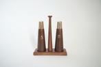 vintage hout messing zout peper stel, Ophalen of Verzenden, Gebruikt