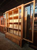 Prachtige teakhouten schoolkast / winkelkast / boekenkast, Huis en Inrichting, Kasten | Vitrinekasten, Ophalen, 200 cm of meer