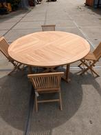 tuinset tuintafel met 4 klapstoelen teakhout, Tuin en Terras, Tuinsets en Loungesets, Ophalen, Nieuw