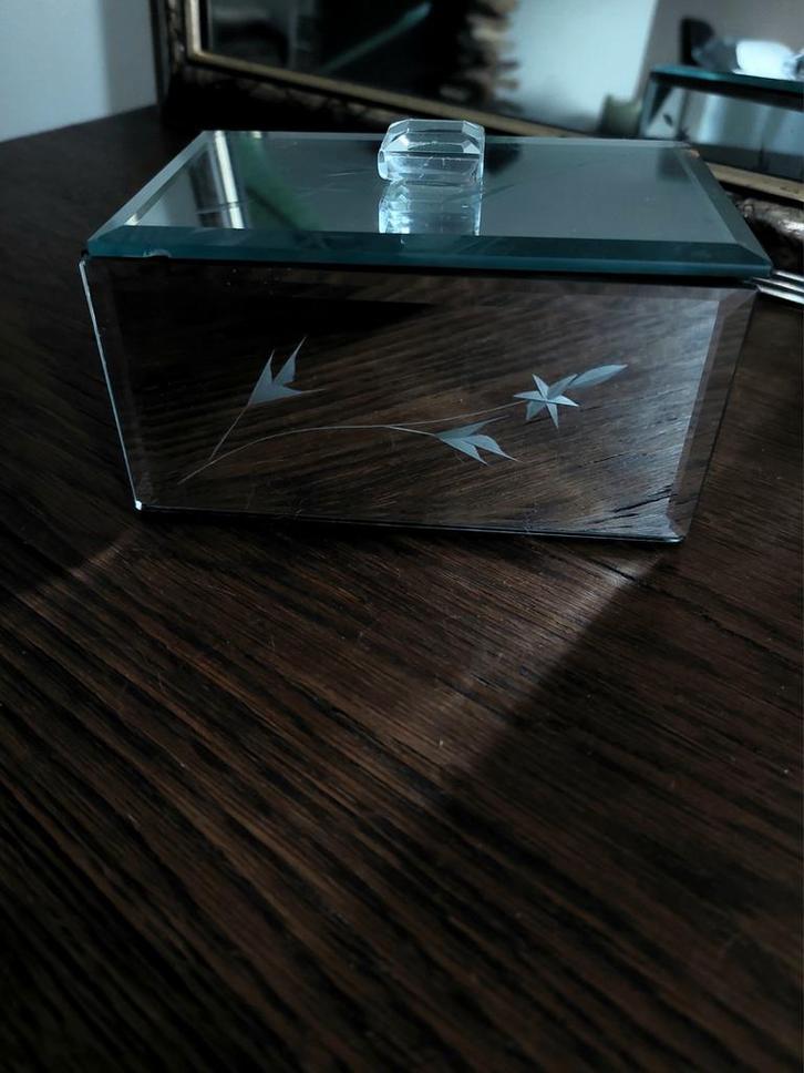 Glazen Sieradendoosje met Fluweel, Antiek en Kunst, Antiek | Glas en Kristal, Ophalen of Verzenden