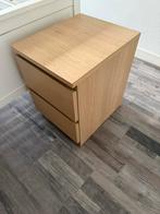 Ikea Malm Nachtkastje - Wit Gelazuurd Eikenfineer, Huis en Inrichting, Slaapkamer | Nachtkastjes, Ophalen, Gebruikt, Minder dan 45 cm