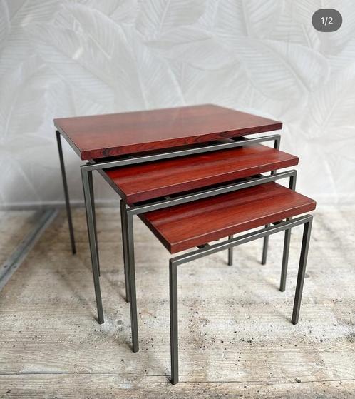 Vintage 3 delig mimiset miniset pastoe stijl bijzettafeltjes, Verzamelen, Retro, Huis en Inrichting, Ophalen