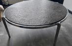 Vintage salontafel,granieten-blad,chrome buisframe,space age, Ophalen, Gebruikt, Rond, Vintage ronde granieten salontafel