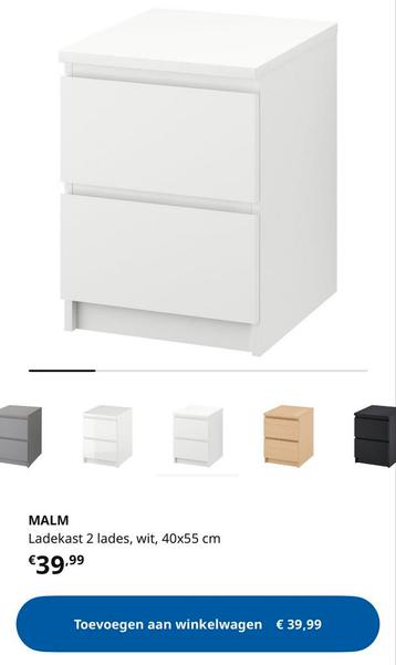 2x IKEA MALM Nachtkastjes - Wit - afbeelding 4
