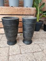 2 zware grote Bloempotten, Tuin en Terras, Bloempotten, Ophalen, Steen, Rond, Minder dan 40 cm