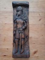 Antiek houtsnijwerk hout snijwerk man met zwaard, Ophalen of Verzenden