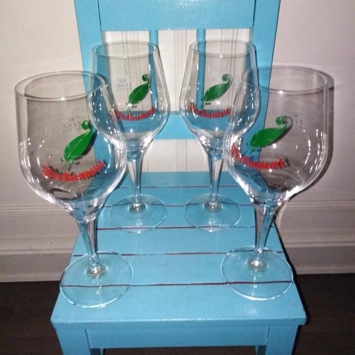 Perkament bierglazen 33cl set van 4, Verzamelen, Biermerken, Zo goed als nieuw, Glas of Glazen, Overige merken, Ophalen