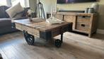 Industriële salontafel op wielen, Huis en Inrichting, 100 tot 150 cm, 50 tot 100 cm, Zo goed als nieuw, Minder dan 50 cm
