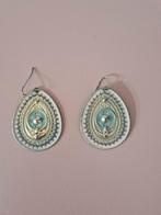 Vintage Oorbellen met Blauw Accent, Blauw, Ophalen of Verzenden, Zilver, Hangers