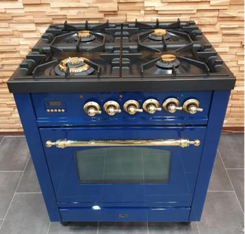 🔥Luxe Fornuis Boretti 70cm konings blauw + messing 4 pits beschikbaar voor biedingen