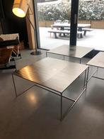 Hoog design 3 x Minotti Leger salontafel geschuurd metaal, Gebruikt, 50 tot 100 cm, Metaal, Minder dan 50 cm