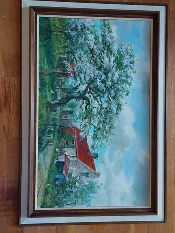 F.A. van Oostveen - Boerderij Schilderij beschikbaar voor biedingen