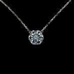Zilveren hals ketting met sky blue topaas en witte topaas, Verzenden, Nieuw, Met edelsteen, Zilver