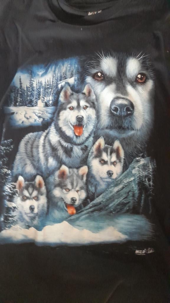 Zwart T-shirt met husky print, Ophalen of Verzenden