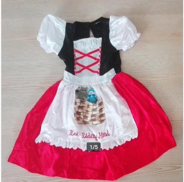 Mooie Roodkapje jurk met haarband mt 110 / 116, Ophalen of Verzenden, Zo goed als nieuw, 110 t/m 116, Meisje