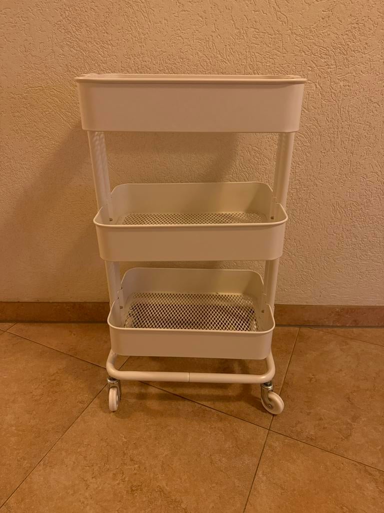 Witte opberg trolley op wieltjes – 3 lagen, Ophalen, Zo goed als nieuw