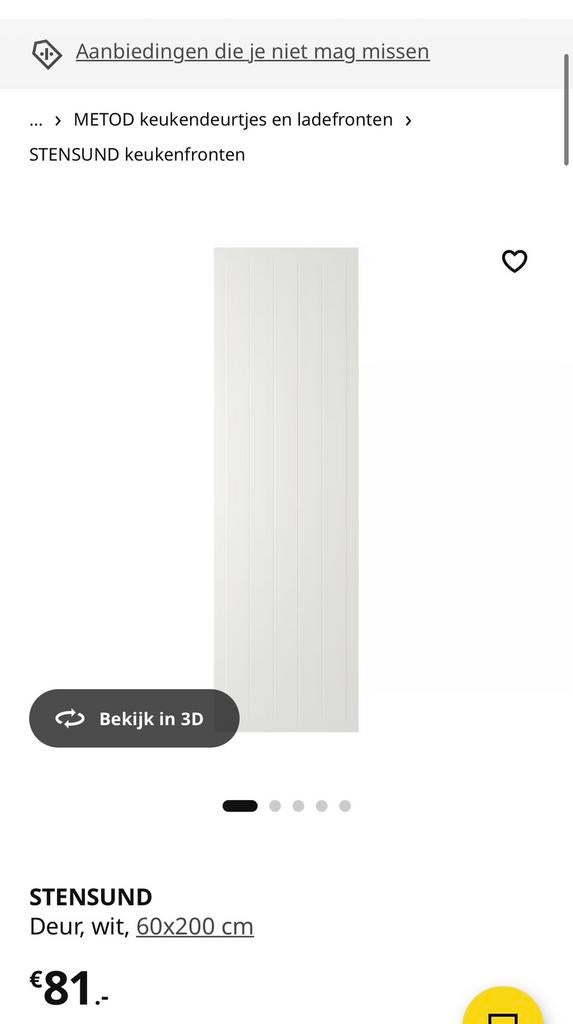 Stensund deur Ikea keuken 60x200, Ophalen, 200 cm of meer, Wit, 50 tot 100 cm