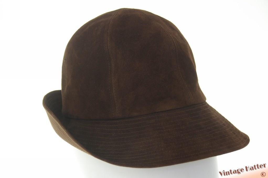 Vintage Dameshoed bruin zacht varkensleer 55 = S tot XS, Ophalen of Verzenden, Zo goed als nieuw, 55 cm (S, 6⅞ inch) of minder