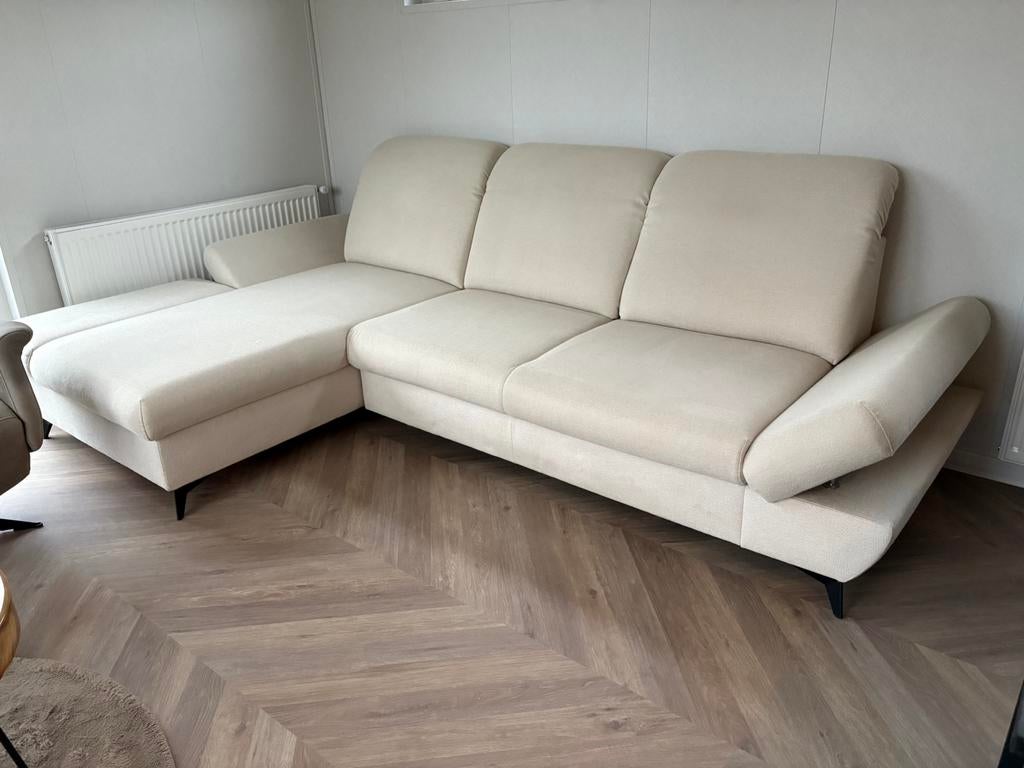 Meubella hoekbank crème met opbergruimte, Ophalen, Zo goed als nieuw