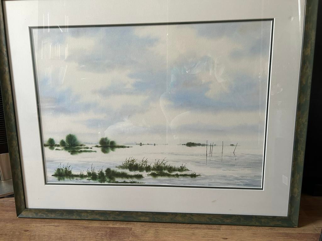 Prachtig aquarel van Wiebe van der Zee - Landschap, Antiek en Kunst, Kunst | Schilderijen | Klassiek, Ophalen of Verzenden