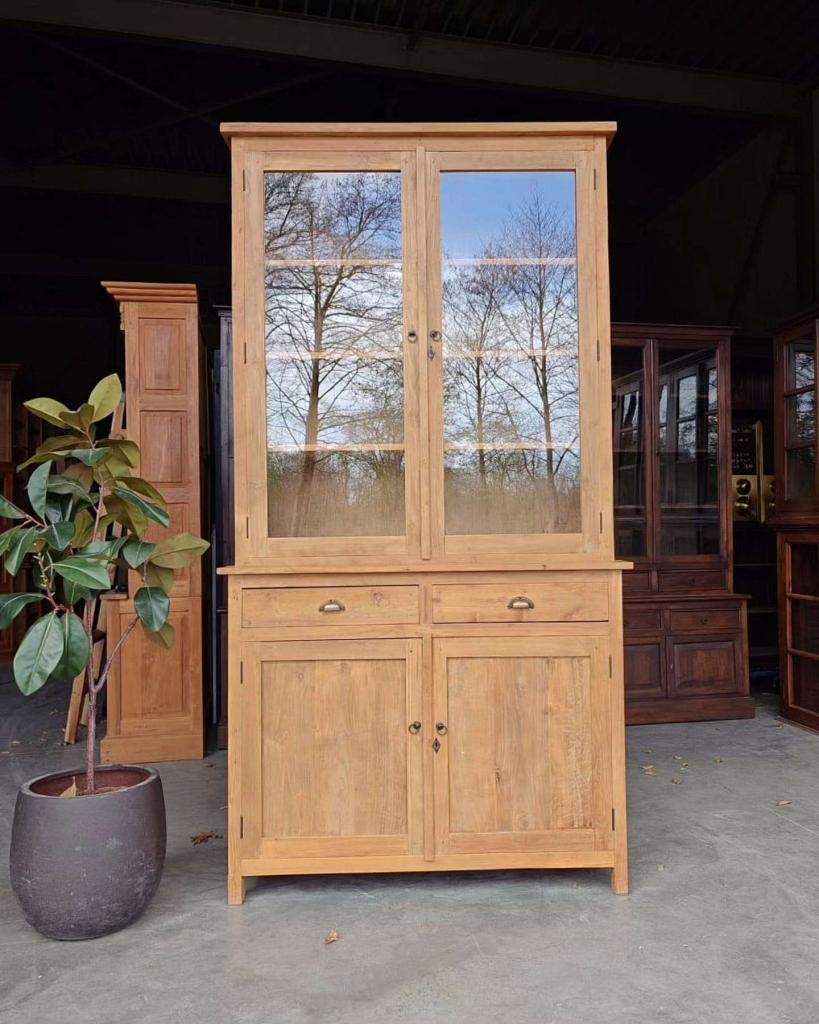 Hoge - Smalle Buffetkast | Servieskast | Teakhout #3554, Huis en Inrichting, Kasten | Buffetkasten, Niet ingevuld, Gebruikt, 200 cm of meer