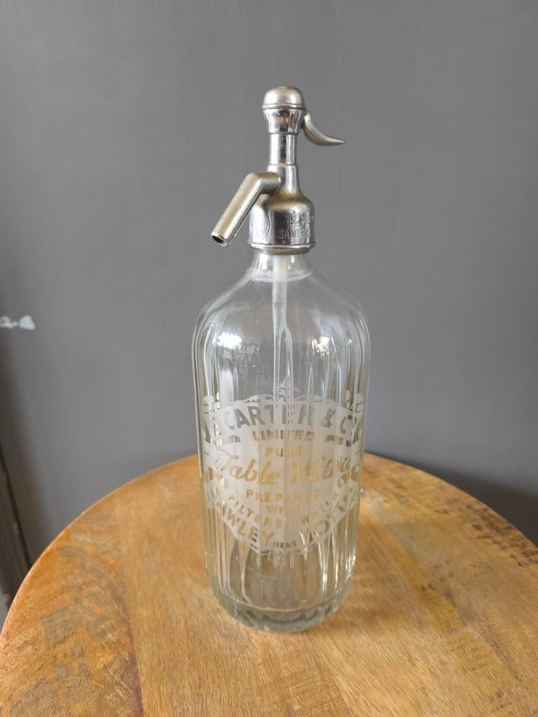 Antieke Engelse glazen sifonfles E. Carter & Co Sawley, Ophalen of Verzenden