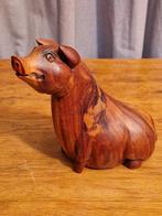 Vintage houten varken, handgesneden, 24 X 12 X 23 cm, Ophalen of Verzenden