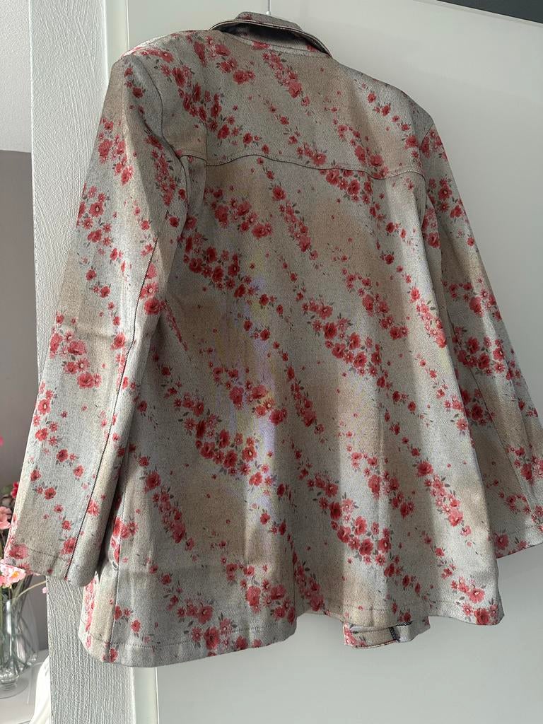 Uniek Colbert Maat 42 - Goud/Zilver met Rode Bloemetjes, Kleding | Dames, Overige kleuren, Maat 42/44 (L), Nieuw, Ophalen of Verzenden