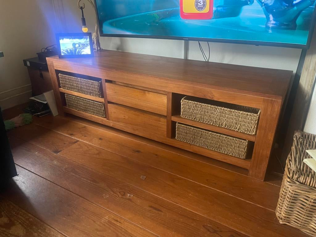 Tv meubel teak, Huis en Inrichting, Kasten | Televisiemeubels, Ophalen, Zo goed als nieuw, 25 tot 50 cm, Minder dan 100 cm