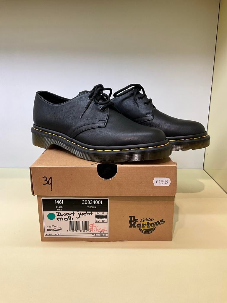 Dr. Martens 1461 Virginia Zwart - Maat 39 ( 69,- inc verzk, Verzenden, Nieuw, Zwart, Schoenen met lage hakken