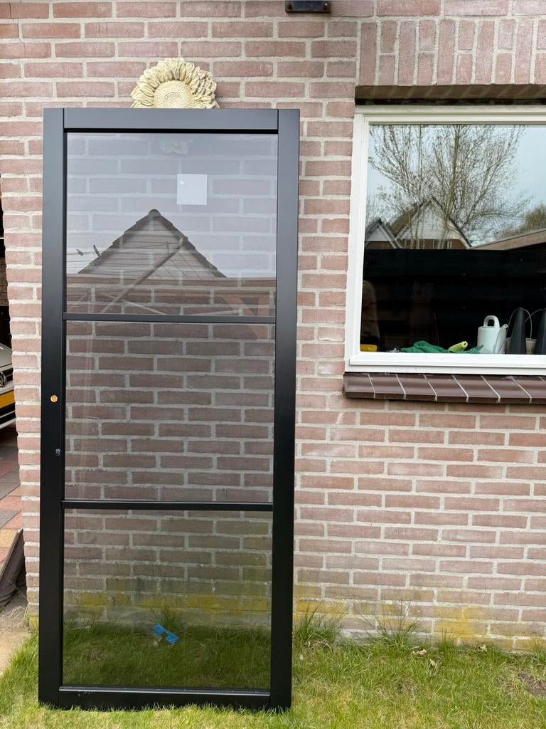 Houten opdek deur met rookglas, Ophalen, 80 tot 100 cm, Binnendeur, Nieuw