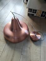 Koperkleurige hanglamp met witte binnenkant, E27 fitting, Huis en Inrichting, Gebruikt, Modern, Industrieel, Ophalen of Verzenden
