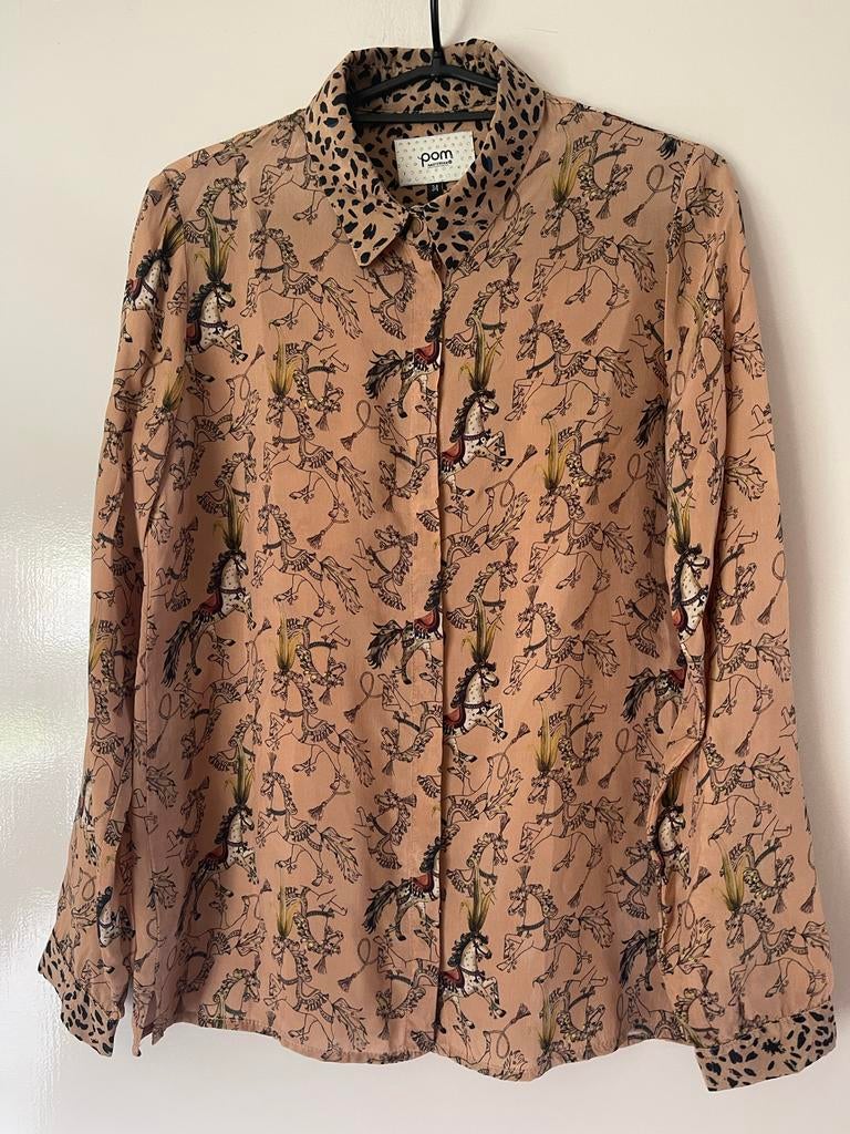 POM Amsterdam Blouse maat 34, Verzenden, Zo goed als nieuw, Maat 34 (XS) of kleiner, Beige