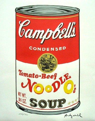 Andy Warhol(1928)Lithografie"Camp Tomato Beef NooSoup"Ges Ge, Ophalen of Verzenden