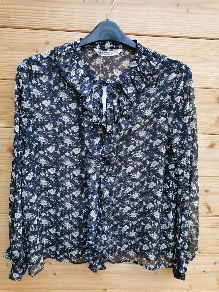 ZARA blouse met bloemenprint en volant mt. M, Maat 38/40 (M), Overige kleuren, Verzenden, Zara
