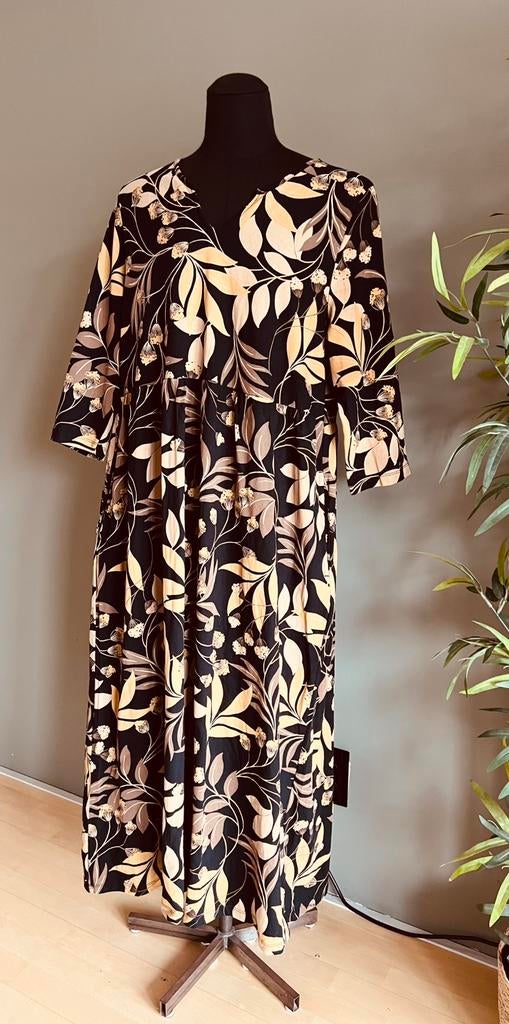 Ulla Popken zwart/ bruine jurk maat 46, Ulla Popken, Ophalen of Verzenden, Zo goed als nieuw, Jurk