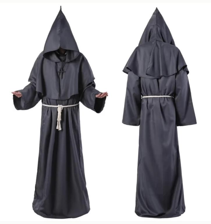 Kostuum middeleeuwse Monnik / Tovenaar met capuchon, Ophalen of Verzenden, Nieuw