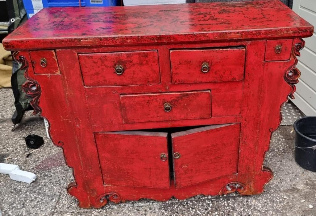 Kast vintage Azië dressoir, Huis en Inrichting, Kasten | Dressoirs, Ophalen, Gebruikt, 25 tot 50 cm, Met deur(en)