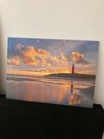 Puzzel Texel met vuurtoren op houten plaat - 1000 stukjes, Ophalen of Verzenden, 500 t/m 1500 stukjes, Gebruikt, Legpuzzel