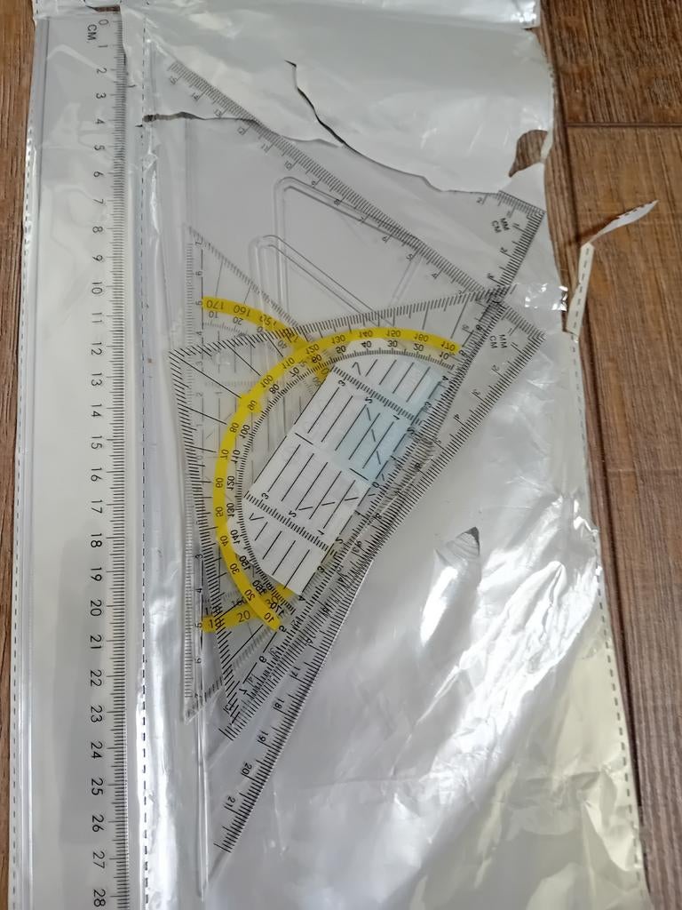 3 maten driehoeken en gradenboog NIEUW, Ophalen, Nieuw