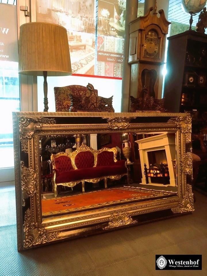Groot spiegel klassiek / antieke barok goud, zwarte lijst, Antiek en Kunst, Ophalen, Rechthoekig, 150 tot 200 cm, 100 tot 150 cm